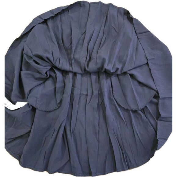 MNG Mango Pleated A-Line Mini Skirt Womens Size Small Navy Blue Pockets - Picture 8 of 9